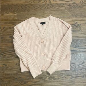 New Look Pink Ribbed Button-Up Sweater